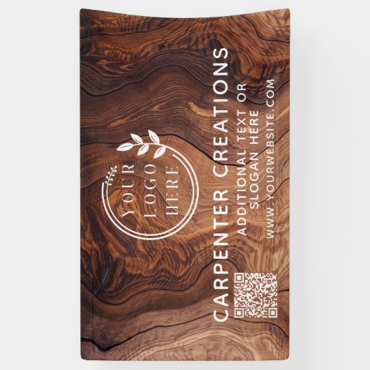 Banderoles Logo design moderne en bois de charpenterie Code Q (Vertical)