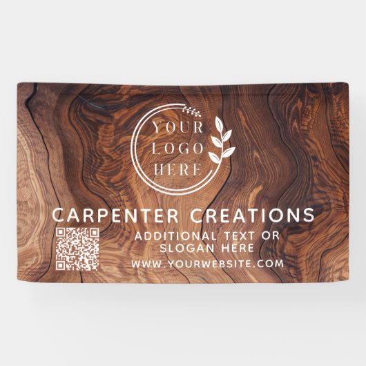 Banderoles Logo design moderne en bois de charpenterie Code Q (Horizontal)