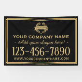 Banderoles Logo Entreprise Classique Vintage Panneau Noir (Horizontal)