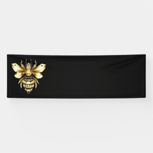 Banderoles Logo Faux Gold Foil Bee Polygonal sur Noir
