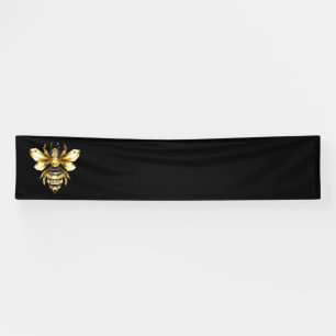 Banderoles Logo Faux Gold Foil Bee Polygonal sur Noir