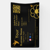 Banderoles Logo Golden Hummingbird QR Code Black Business (Verticale)