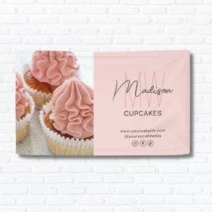 Banderoles Logo Monogramme Personnalisé Photo Pink Bakery Bus