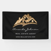 Banderoles Logo Personnalisé Maison Agent Immobilier Gold Squ (Horizontal)