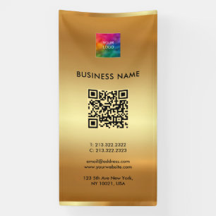 Banderoles Logo personnalisé QR Code Gold Extérieur Vertical