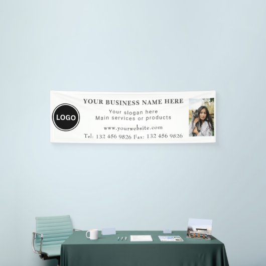 Banderoles Logo Photo Entreprise Coordonnées Modifiable (Salon professionnel)