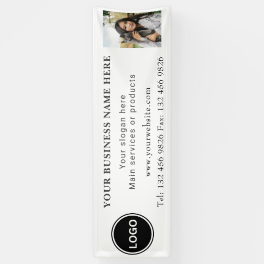 Banderoles Logo Photo Entreprise Coordonnées Modifiable (Vertical)