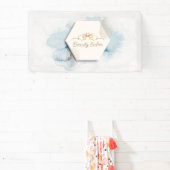 Banderoles Logo promotionnel du salon de beauté bleu & or élé (Insitu)