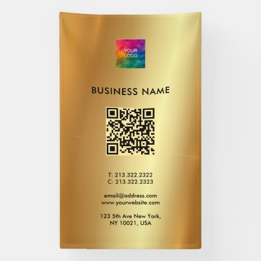 Banderoles Logo QR Code Gold Outdoor Vertical Promotionnels (Verticale)