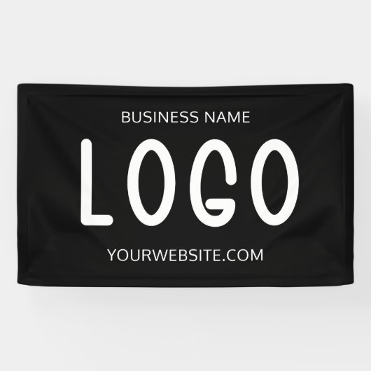 Banderoles Logo rectangulaire grand format noir et blanc chic (Horizontal)
