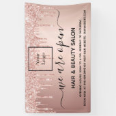 Banderoles Logo réouverture salon de beauté rose parties scin (Vertical)