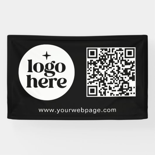 Banderoles Logo simple Black Business Code QR (Horizontal)