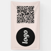 Banderoles Logo simple et texte Business QR Code Blush Pink (Vertical)