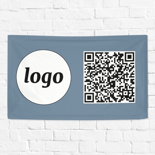 Banderoles Logo simple et texte Business QR Code Dusty Blue
