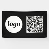 Banderoles Logo simple et texte Business QR Code noir (Horizontal)