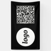 Banderoles Logo simple et texte Business QR Code noir (Vertical)
