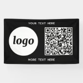 Banderoles Logo simple et texte Business QR Code noir (Horizontal)