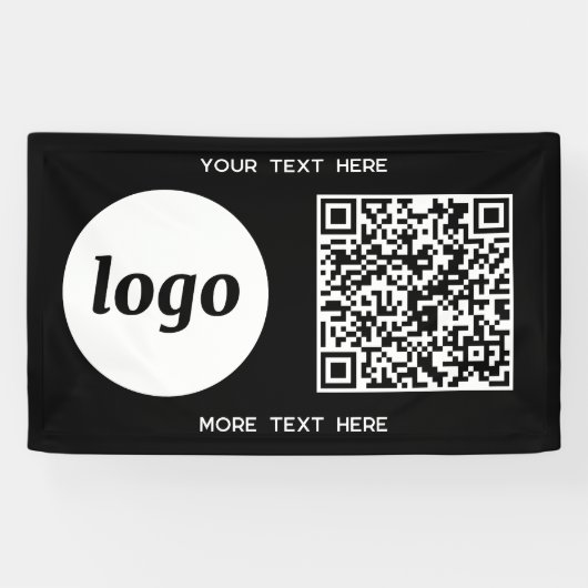Banderoles Logo simple et texte Business QR Code noir (Horizontal)