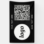Banderoles Logo simple et texte Business QR Code noir (Vertical)