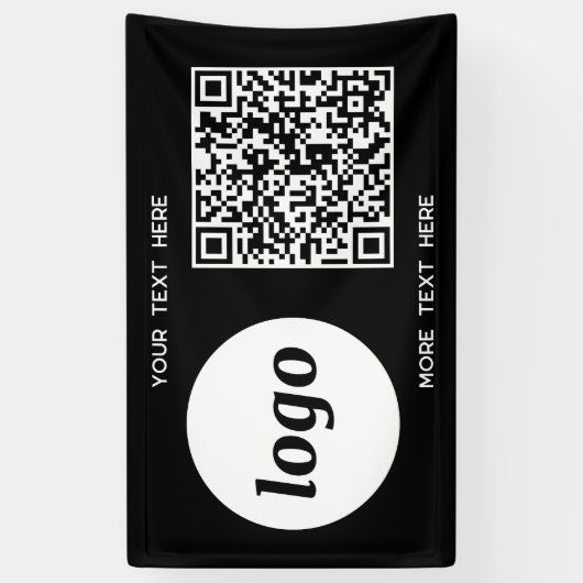 Banderoles Logo simple et texte Business QR Code noir (Vertical)
