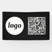 Banderoles Logo simple et texte Business QR Code noir (Horizontal)
