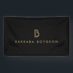 Banderoles Logo vintage Gold/Black Monogram<br><div class="desc">Élevez votre présence de marque aux salons, boutiques et kiosques événementiels avec notre bannière en vinyle personnalisable, avec un monogramme Art Déco en or sophistiqué. En dessous de ce design intemporel, vous avez la liberté créative de personnaliser le texte, que ce soit votre nom ou nom d'entreprise, vous permettant de...</div>