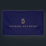 Banderoles Logo vintage Gold/Black Monogram<br><div class="desc">Élevez votre présence de marque aux salons, boutiques et kiosques événementiels avec notre bannière en vinyle personnalisable, avec un monogramme Art Déco en or sophistiqué. En dessous de ce design intemporel, vous avez la liberté créative de personnaliser le texte, que ce soit votre nom ou nom d'entreprise, vous permettant de...</div>