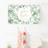 Banderoles Lona Baptism Eucalyptus leaves greenery Banner (En situation)