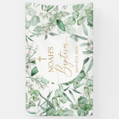 Banderoles Lona Baptism Eucalyptus leaves greenery Banner (Vertical)