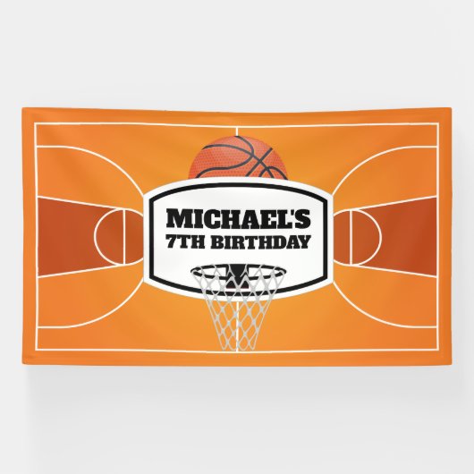Banderoles Lona Basketball Birthday Banner backdrop (Horizontal)