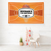 Banderoles Lona Basketball Birthday Banner backdrop (Insitu)