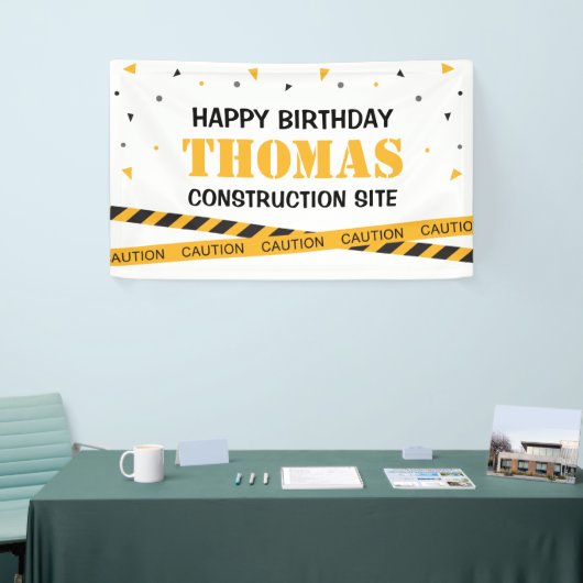 Banderoles Lona Caution Construction Site Birthday backdrop (Salon professionnel)