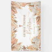 Banderoles Lona Floral Boho Pampas White Pumpkin baptism (Vertical)