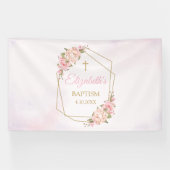 Banderoles Lona Geometric Pink Floral Baptism Backdrop (Horizontal)