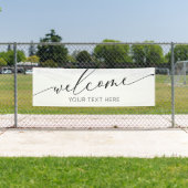 Banderoles Lona WELCOME black and white Sign banner backdrop  (En situation)