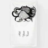 Banderoles Loup blanc avec art tribal coréen (Vertical)