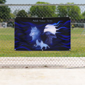 Banderoles Loups et corbeau avec pleine lune (En situation)