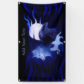 Banderoles Loups et corbeau avec pleine lune (Vertical)