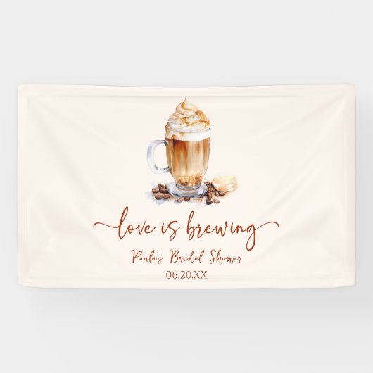 Banderoles Love Is Brewing Grains de Café Enterrement de Vie (Horizontal)