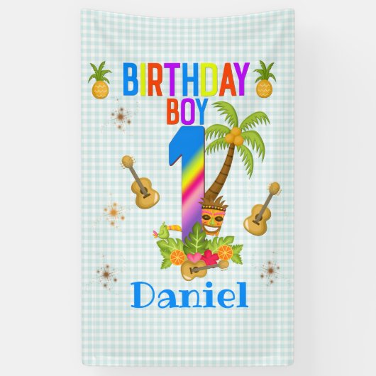 Banderoles Luau Hawaii Hawaii Pool Boy Birthday Party  (Vertical)