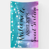 Banderoles Luau Turquoise rose doux 16 Anniversaire (Vertical)