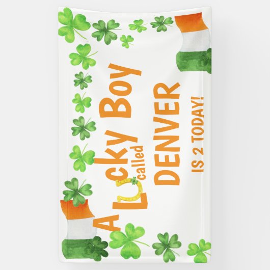 Banderoles Lucky Boy Irlandais Shamrock Anniversaire (Vertical)