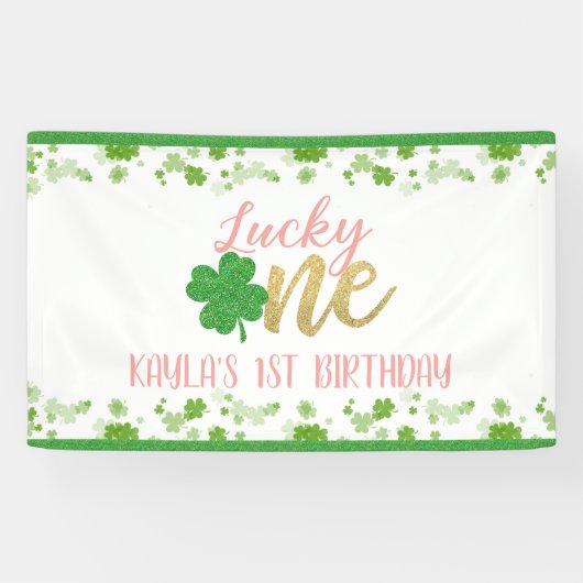 Banderoles Lucky One First Birthday Banner - Fille (Horizontal)