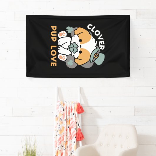 Banderoles Lucky Pup with Clover - St. Patrick's Day Cadeau (En situation)