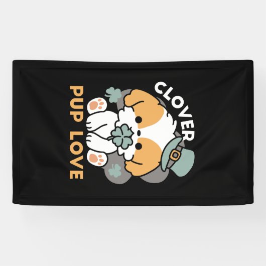 Banderoles Lucky Pup with Clover - St. Patrick's Day Cadeau (Horizontal)