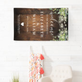 Banderoles Lumières de Chaîne en Bois Rustique Mariage Bienve (En situation)
