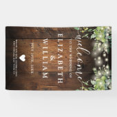 Banderoles Lumières de Chaîne en Bois Rustique Mariage Bienve (Horizontal)