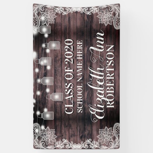 Banderoles Lumières de pot en bois rustique Mason (Vertical)