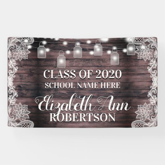 Banderoles Lumières de pot en bois rustique Mason (Horizontal)