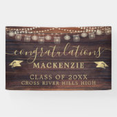 Banderoles Lumières en bois rustique Mason Jars Graduation (Horizontal)